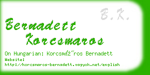 bernadett korcsmaros business card